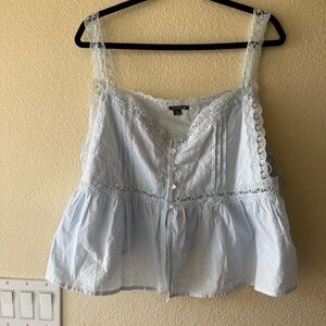 wild fable Light Blue Lace-Trim Peplum Babydoll Camisole
